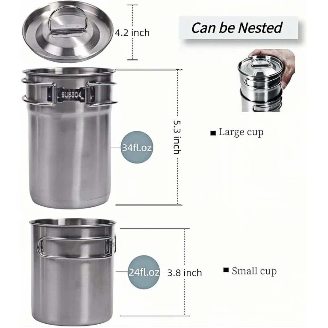 Foldable Camping Cups Mugs Cam - Camping Cooking Pot With Lid review and price