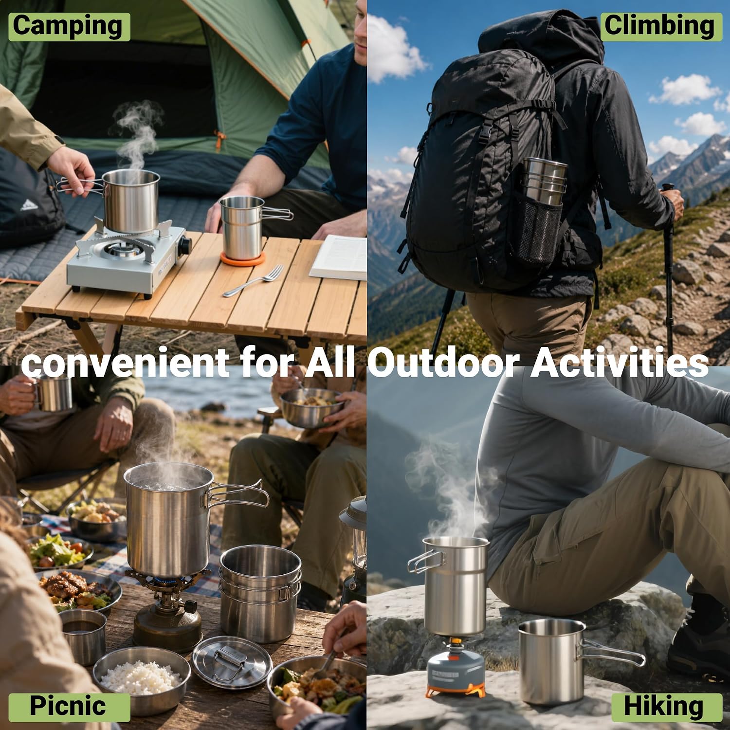 Foldable Camping Cups Mugs Cam - Camping Cooking Pot With Lid review and price
