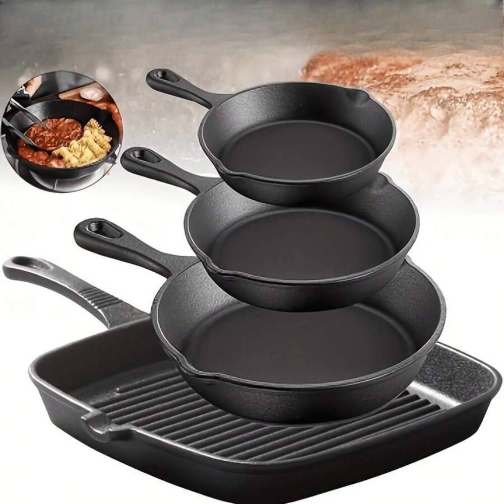 4-Piece Cast Iron Cookware Set - Camping Cooking Set Large review and price