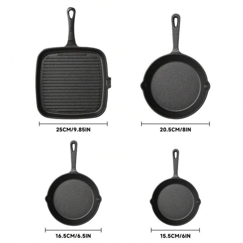 4-Piece Cast Iron Cookware Set - Camping Cooking Set Large review and price