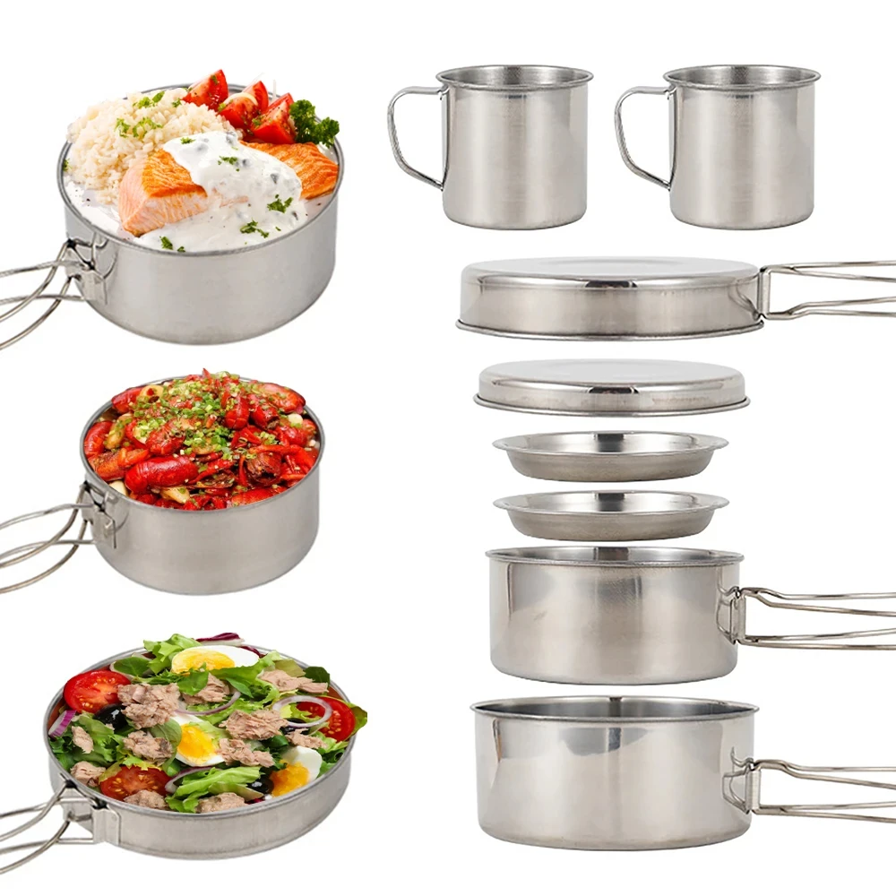 8pcs/Set Camping Cookware Mess - Camping Cooking Set Large review and price