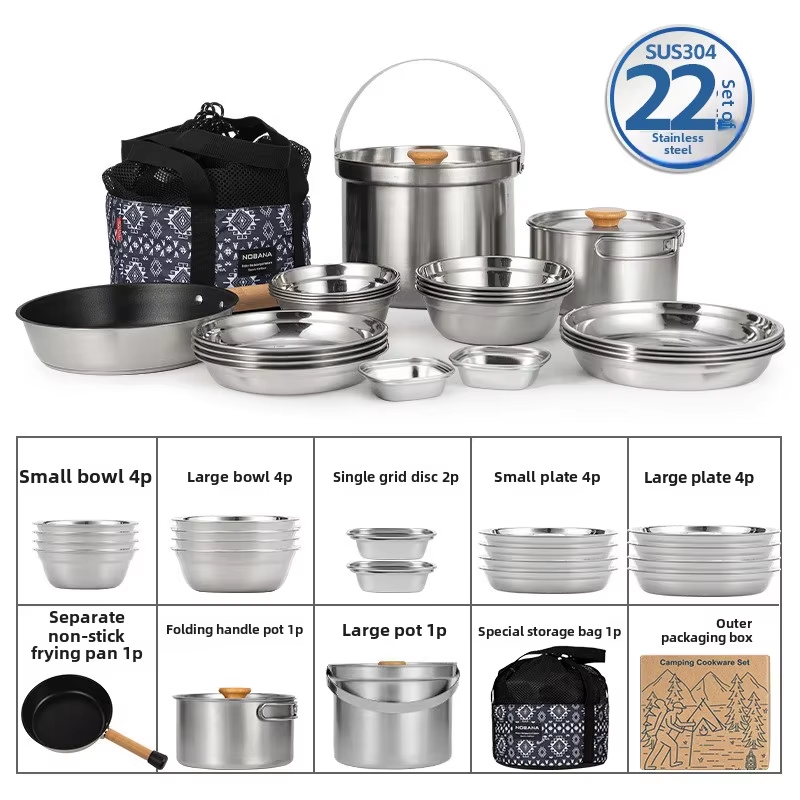 NOBANA Newest Outdoor Stainles - Camping Cooking Ware Set review and price