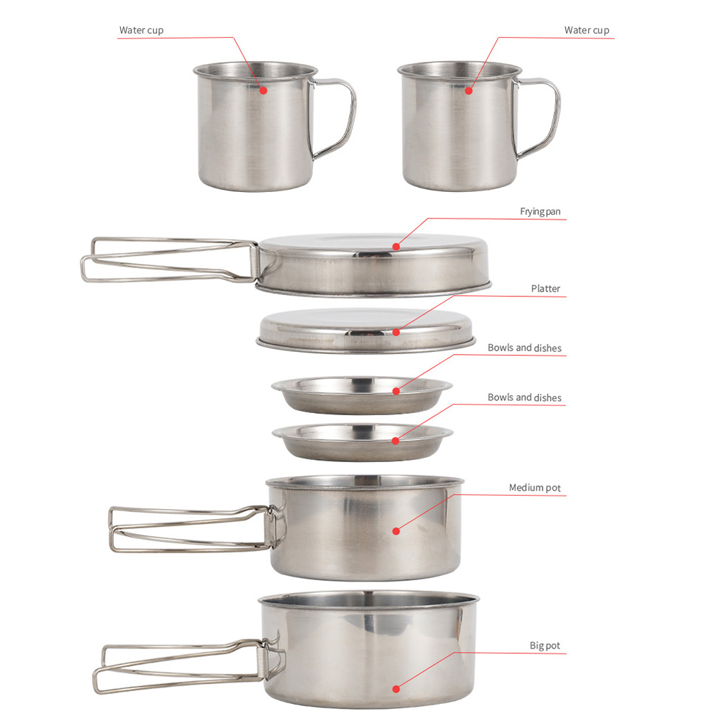 8Pcs Camping Cookware Set Kitc - Camping Cooking Set Large review and price